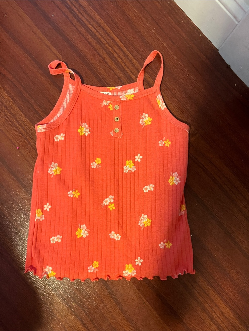 Girls' Coral Floral Ribbed Tank Top
